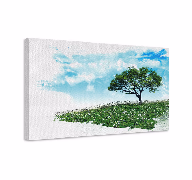Dipinto alberi albero verde solitario - TenStickers