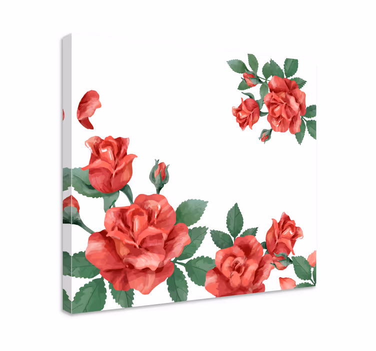 Dipinto con fiori e piante rose in fiore - TenStickers