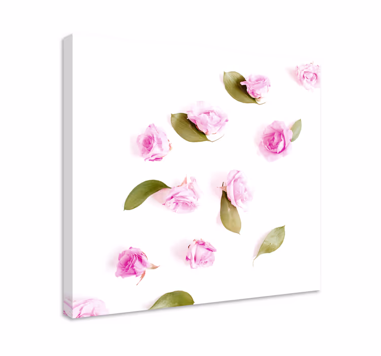 Dipinto con fiori e piante delicate rose rosa - TenStickers