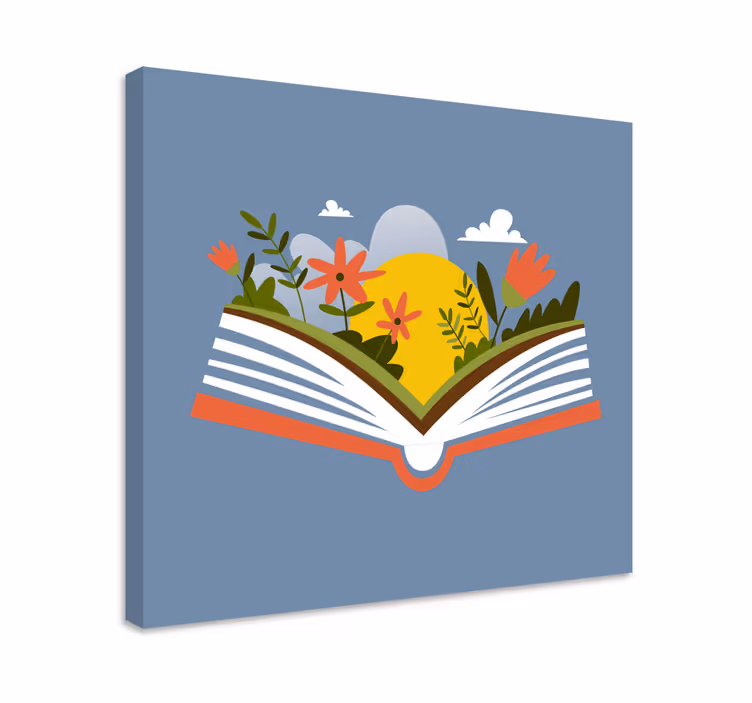 Dipinto con fiori e piante flora a libro aperto - TenStickers