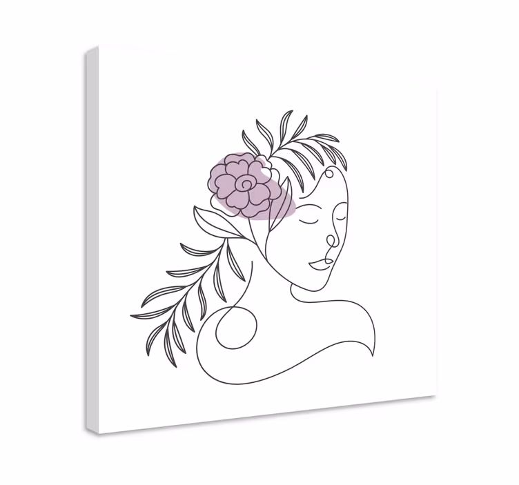 Dipinto con fiori e piante volto a linee stilizzate - TenStickers