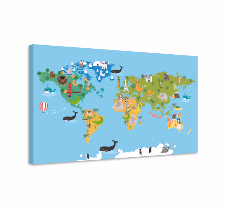 Dipinto mappamondo atlante degli animali interattivo - TenStickers