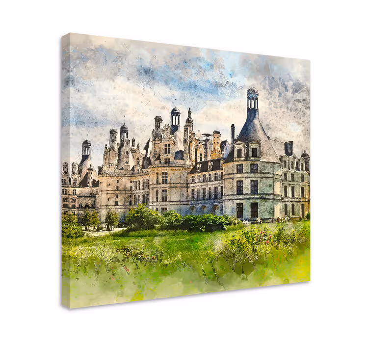 Dipinto città e paesi vista architettura château - TenStickers