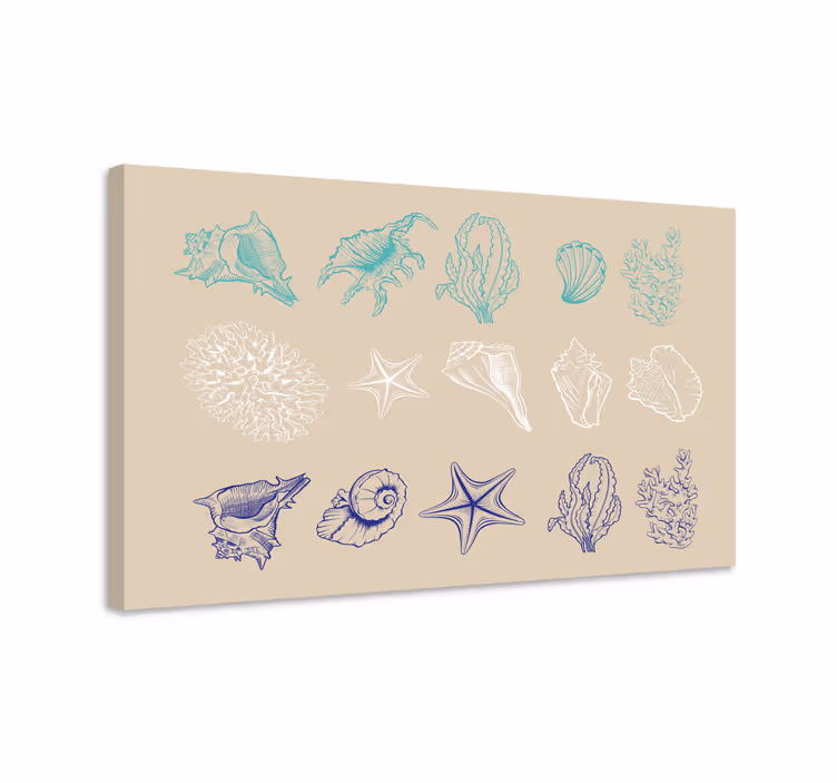 Dipinto con marinaio collezione di conchiglie costiere - TenStickers