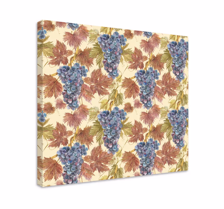 Dipinto con frutta e natura morta uva e foglie - TenStickers