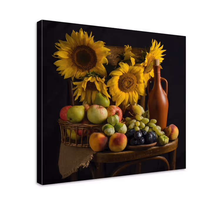 Dipinto con fiori e piante girasoli e frutti - TenStickers