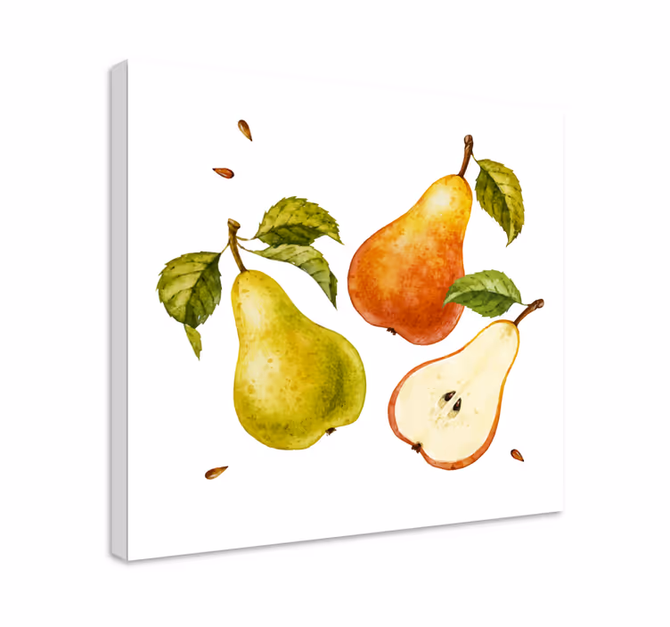 Dipinto con frutta e natura morta trio di pere fresche - TenStickers