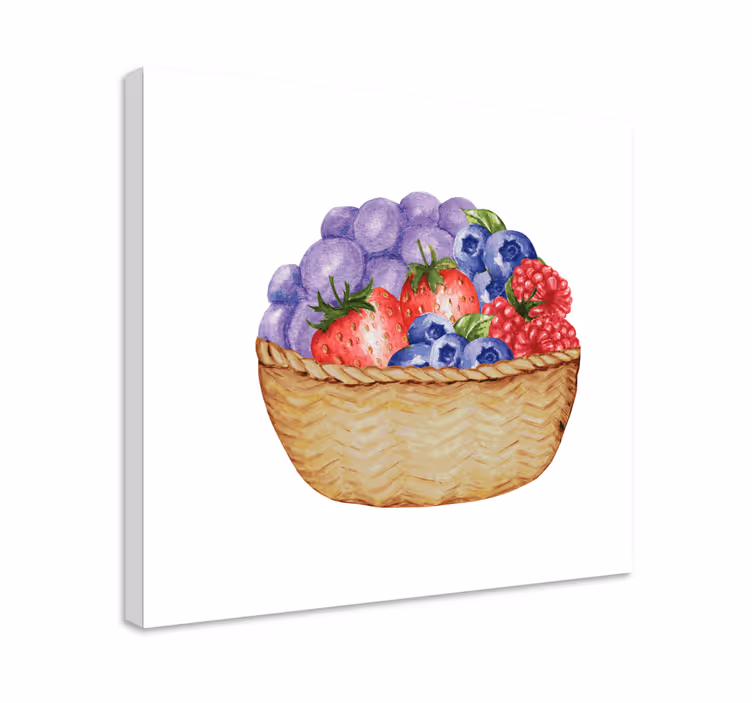 Dipinto con frutta e natura morta cesto di frutta abbondante - TenStickers