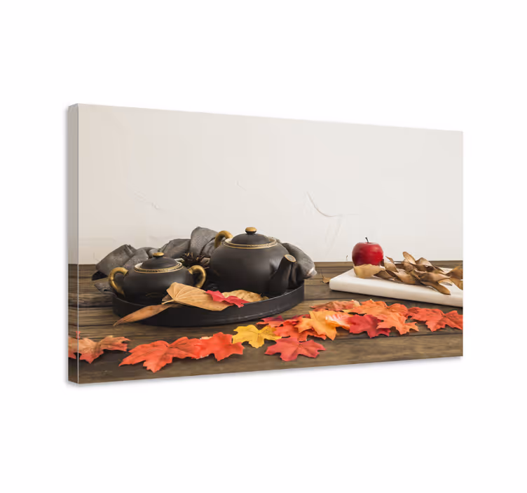 Dipinto di paesaggio disposizione del tè autunnale - TenStickers