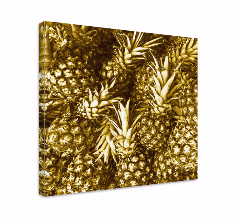 Dipinto con frutta e natura morta grappolo di ananas dorato - TenStickers