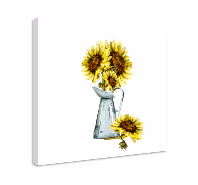 Dipinto con fiori e piante girasoli in brocca - TenStickers
