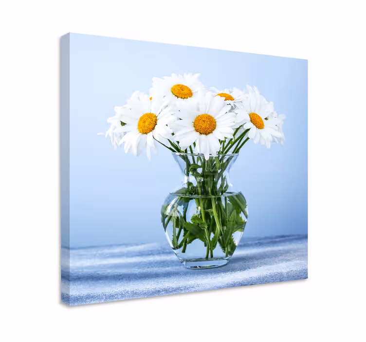 Dipinto con fiori e piante margherite nel vetro - TenStickers