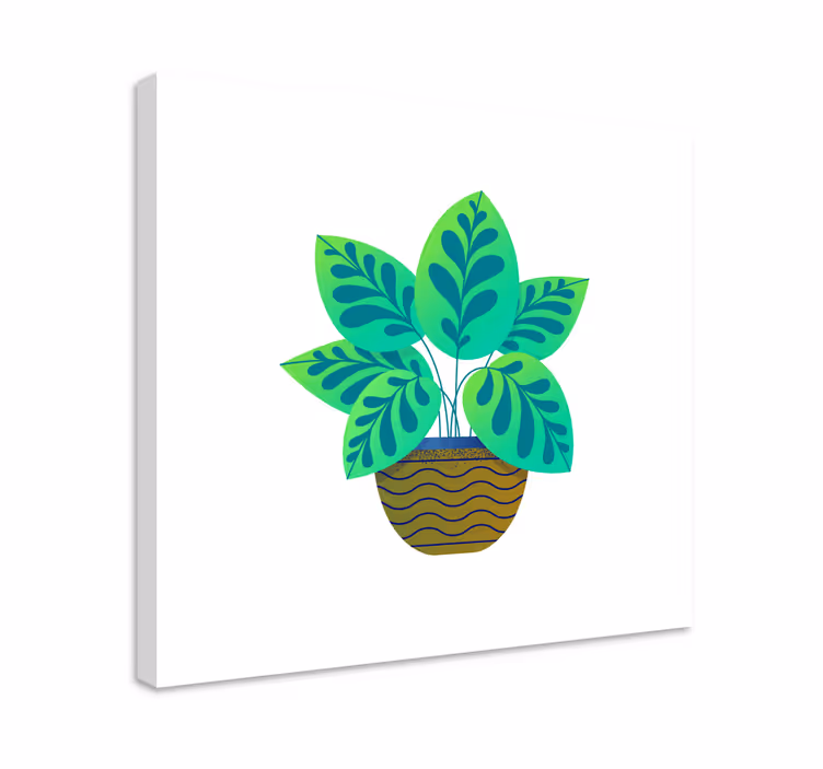 Dipinto con fiori e piante fogliame verde lussureggiante - TenStickers