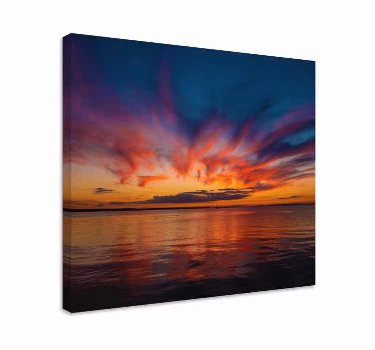 Dipinto di paesaggio riflessi di un tramonto maestoso - TenStickers
