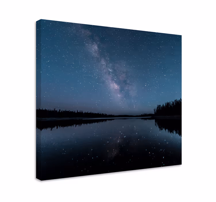 Dipinto di paesaggio riflesso della notte stellata - TenStickers