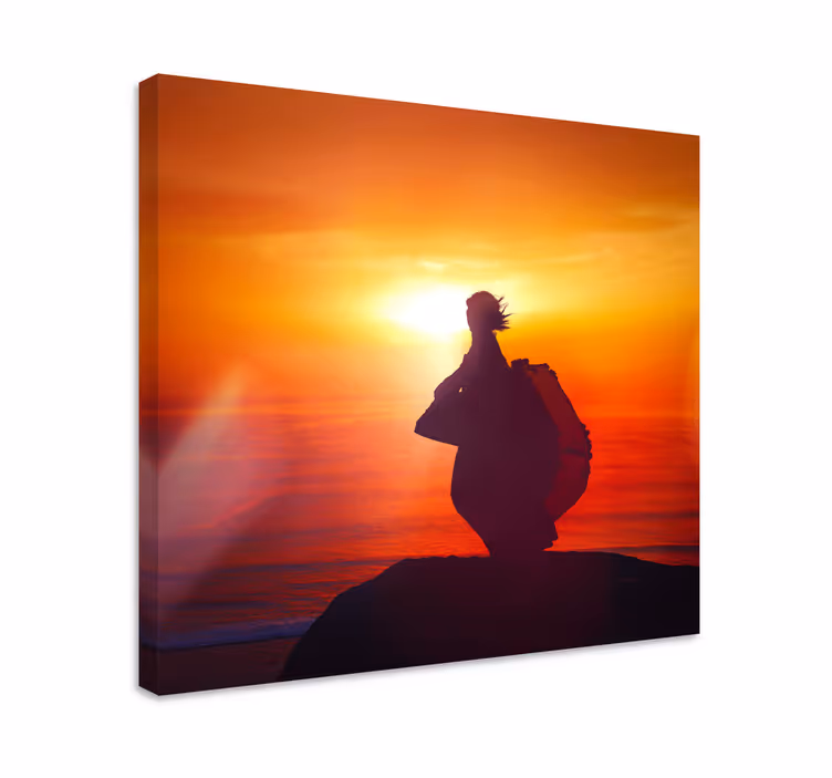 Dipinto astratto silhouette al tramonto - TenStickers