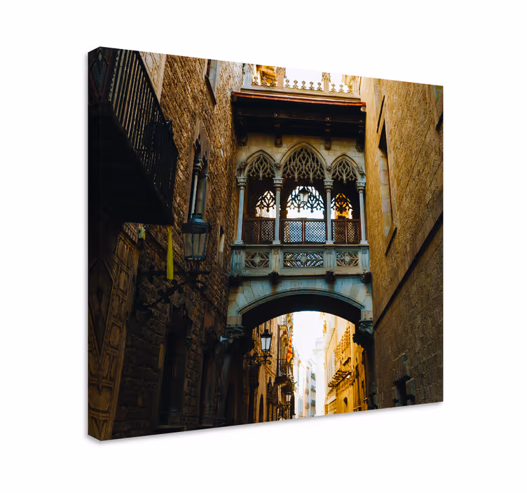 Dipinto città e paesi vista di un arco gotico - TenStickers