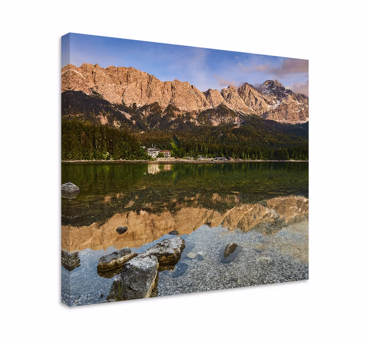 Dipinto di paesaggio lago di riflesso in montagna - TenStickers