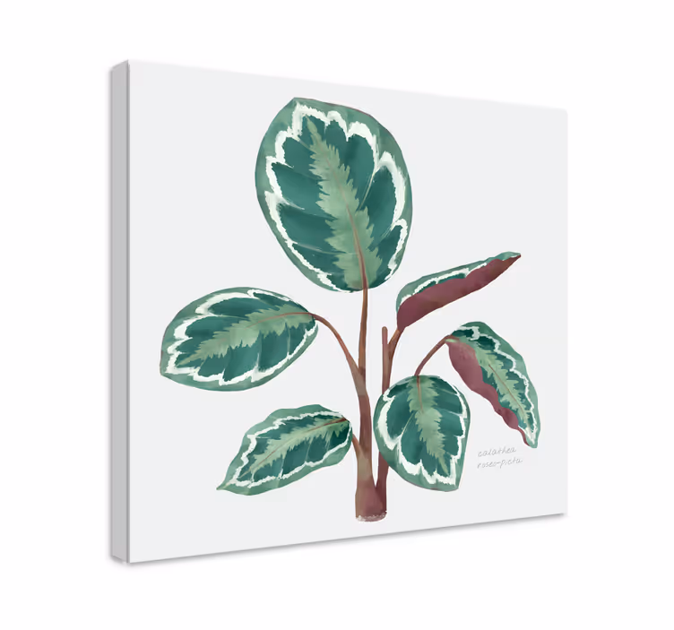 Dipinto con fiori e piante pianta frondosa vibrante - TenStickers