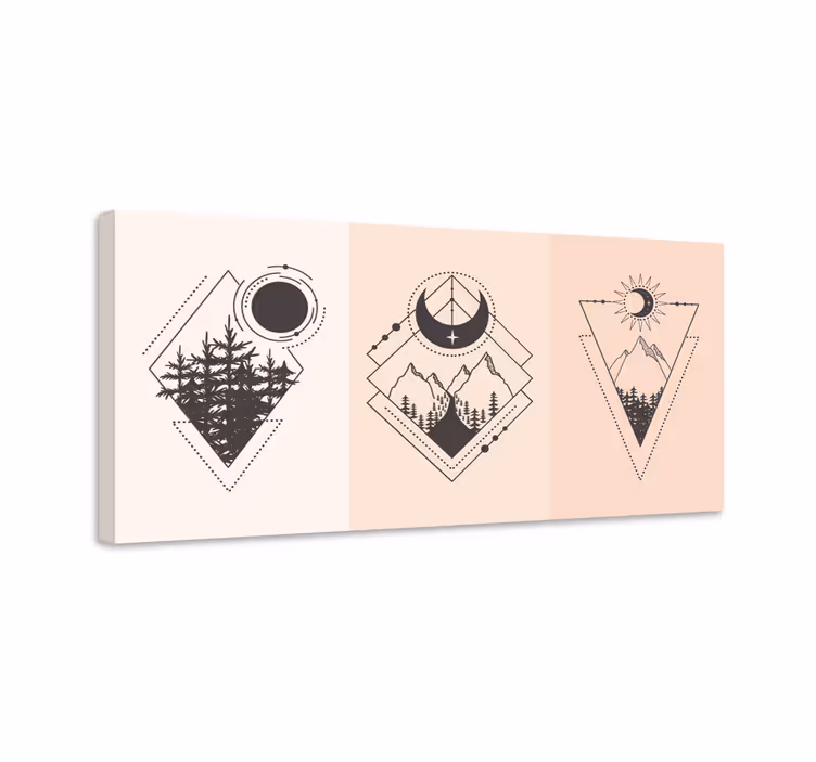 Dipinto geometrico emblema geometrico montano - TenStickers