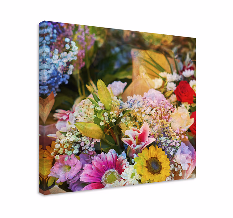 Dipinto con fiori e piante composizione di fiori vivaci - TenStickers