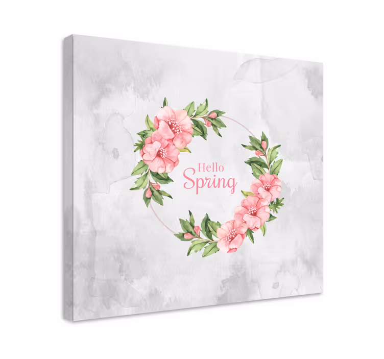 Dipinto con fiori e piante cerchio floreale di auguri - TenStickers