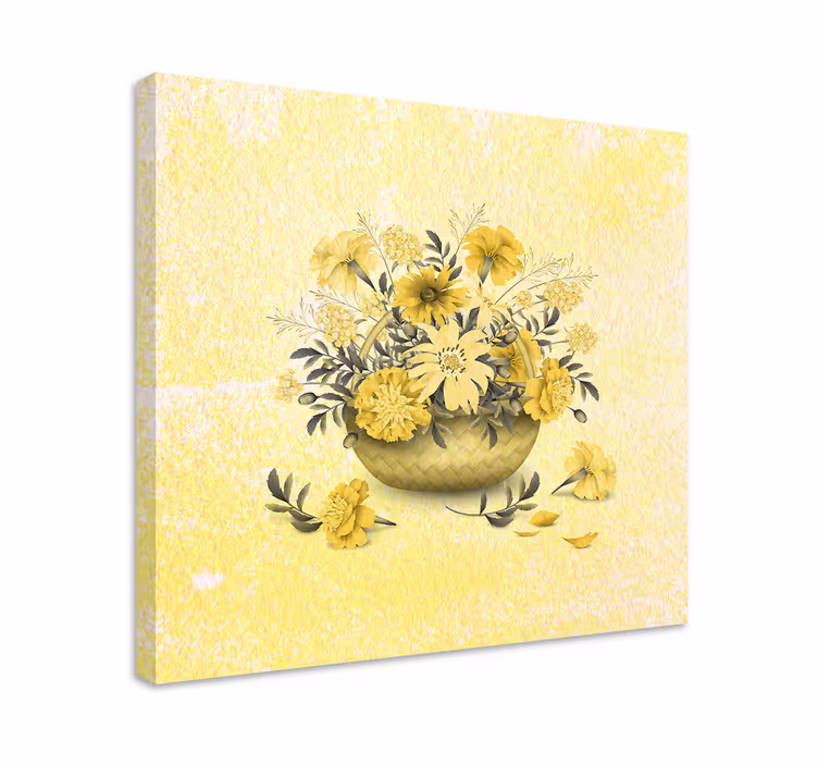 Dipinto con fiori e piante composizione floreale gialla - TenStickers