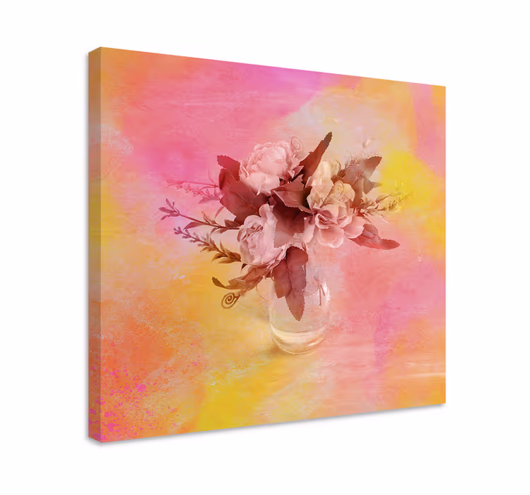 Dipinto con fiori e piante composizione floreale romantica - TenStickers