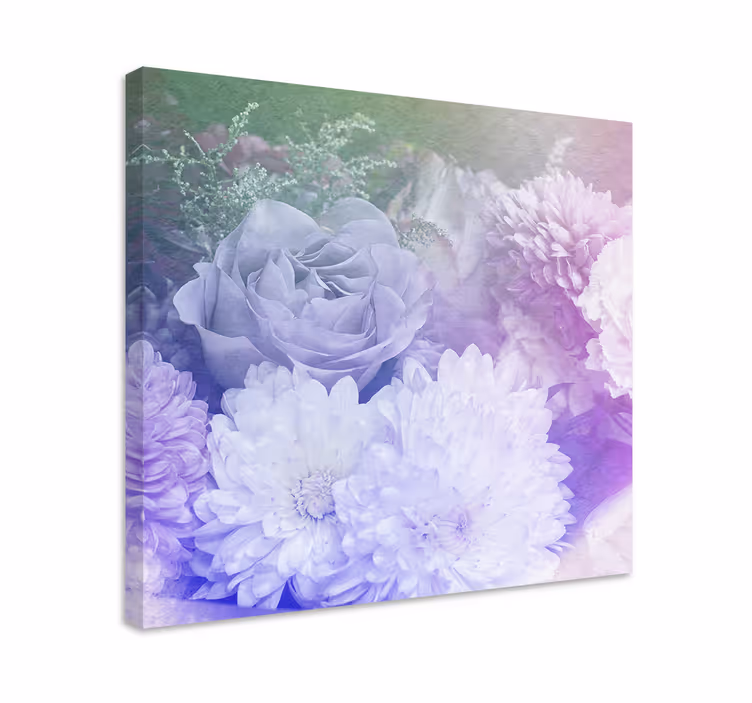 Dipinto con fiori e piante composizione floreale morbida - TenStickers