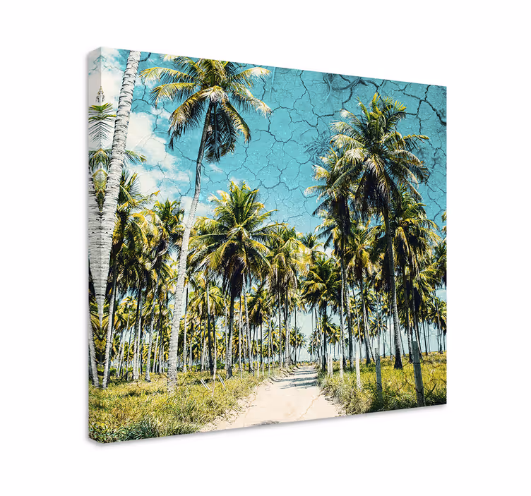 Dipinto di paesaggio sentiero delle palme tropicali - TenStickers