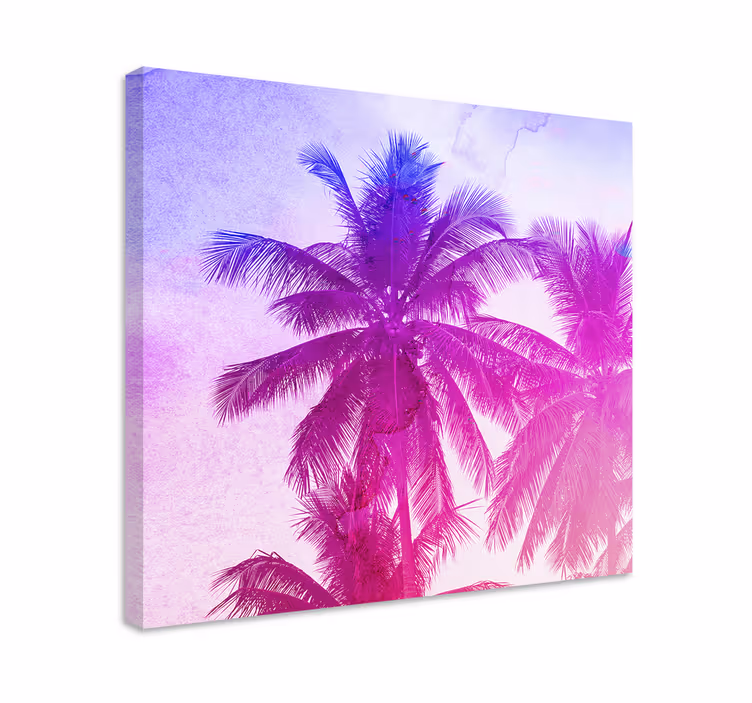 Dipinto con fiori e piante silhouette di palma - TenStickers