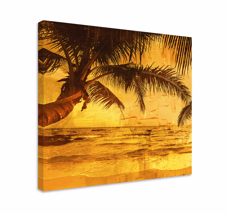 Dipinto di paesaggio scena di palme al tramonto - TenStickers