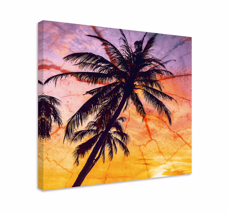Dipinto con fiori e piante palme in silhouette - TenStickers