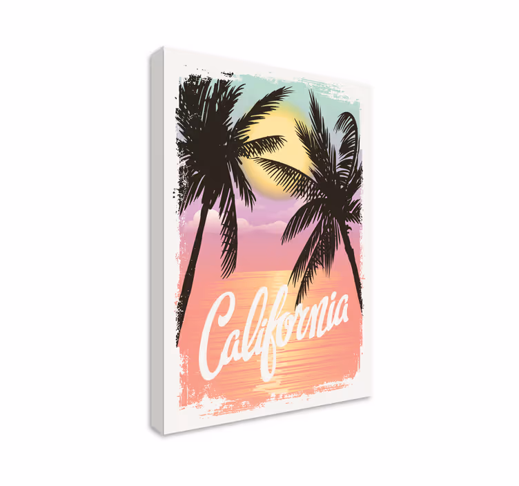 Dipinto città e paesi atmosfere di tramonto californiano - TenStickers