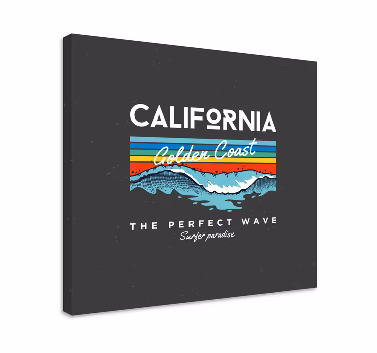 Dipinto città e paesi onde da surf in california - TenStickers