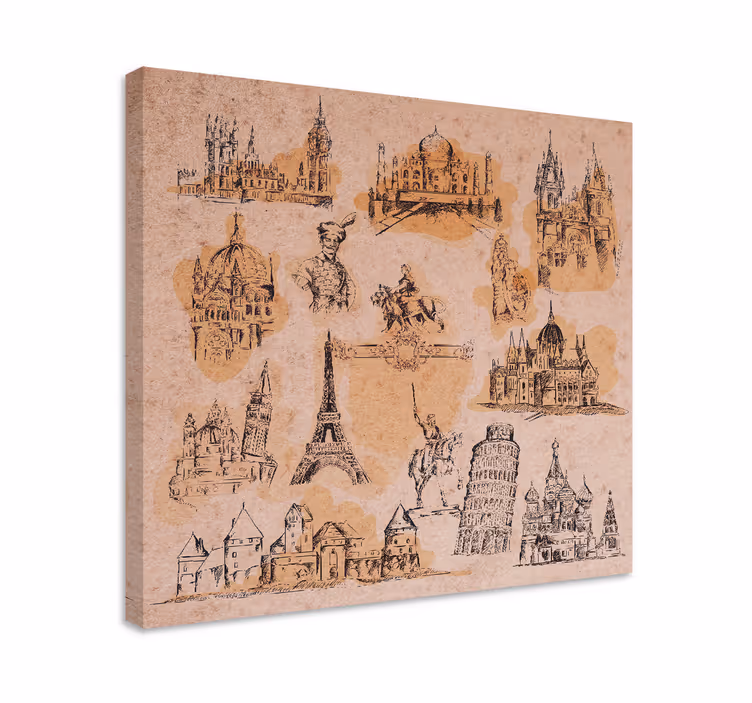 Dipinto città e paesi collezione monumenti storici - TenStickers