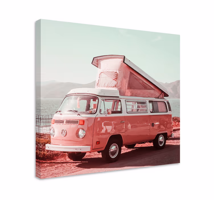 Dipinto città e paesi furgone camper vintage - TenStickers