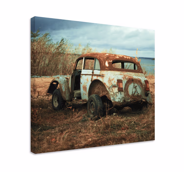 Dipinto vintage auto classica arrugginita - TenStickers