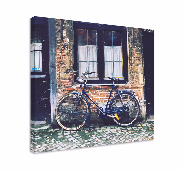 Dipinto città e paesi bicicletta vicino al mattone - TenStickers