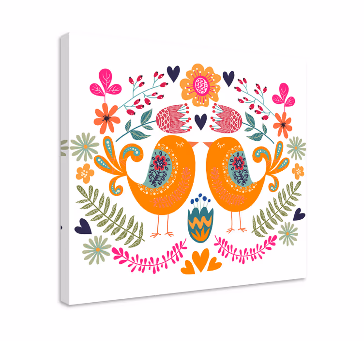 Dipinto con uccelli design uccelli innamorati - TenStickers