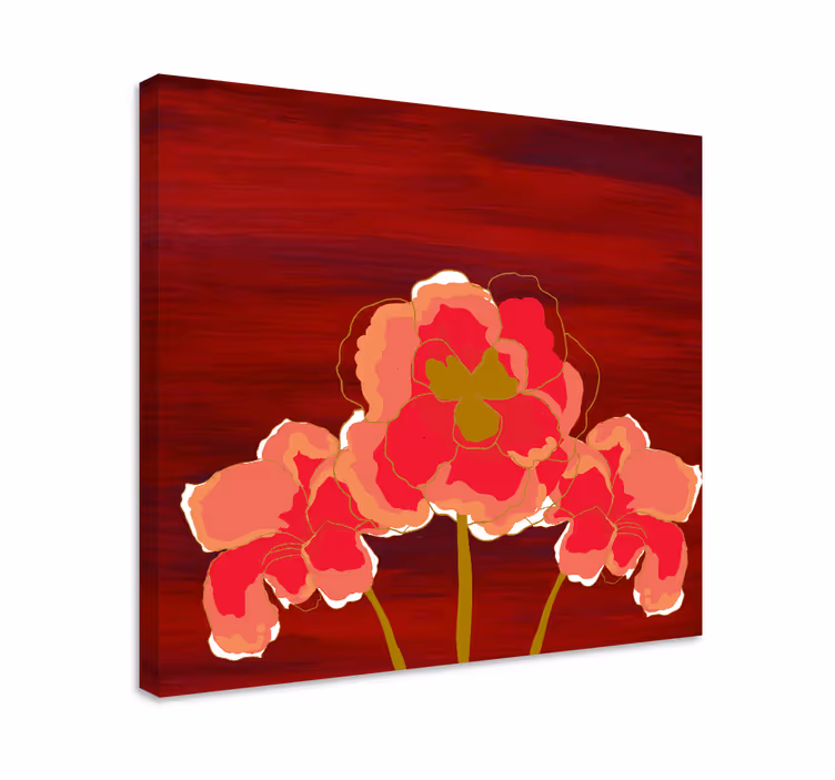 Dipinto con fiori e piante trio floreale vibrante - TenStickers