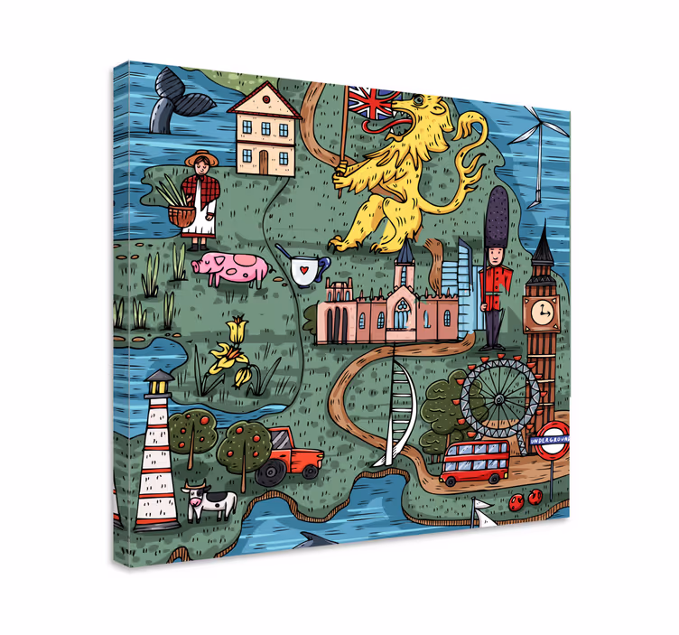 Dipinto città e paesi mappa dell'inghilterra - TenStickers