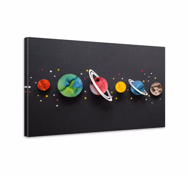 Dipinto con dinosauri sistema planetario spaziale - TenStickers