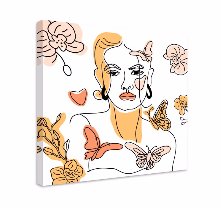 Dipinto con fiori e piante ritratto floreale stilizzato - TenStickers