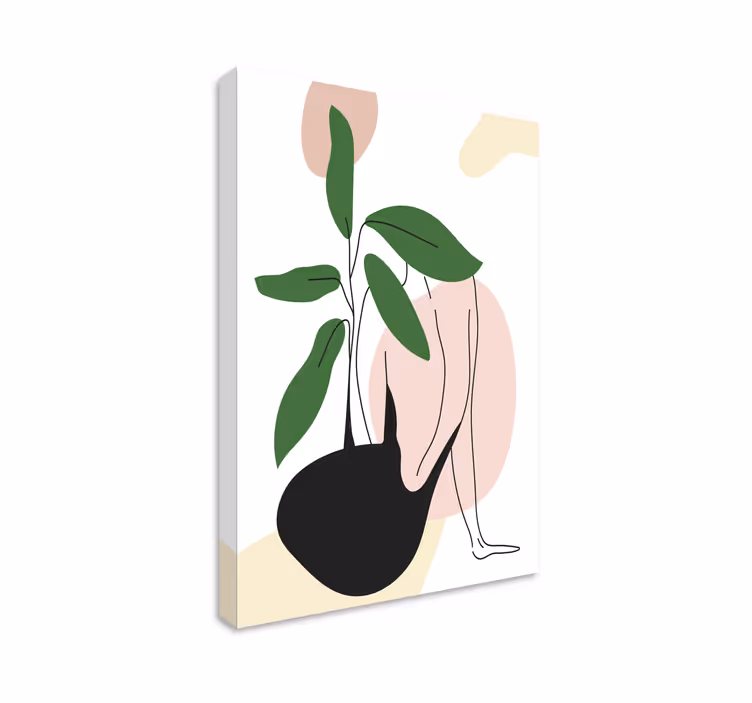 Dipinto astratto figura femminile con piante - TenStickers