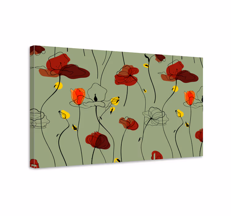 Dipinto con fiori e piante motivo papavero - TenStickers