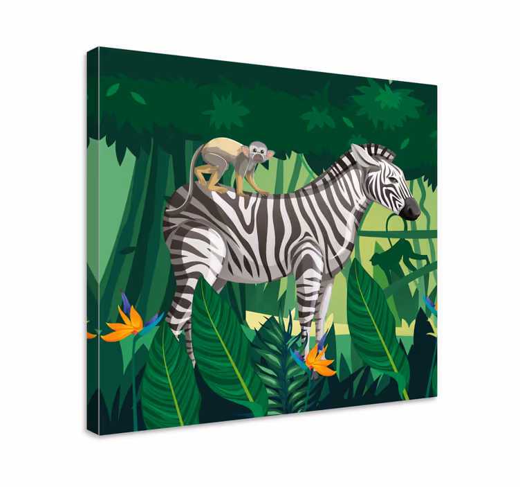 Cornice quadro con animali e insetti zebra e scimmia - TenStickers