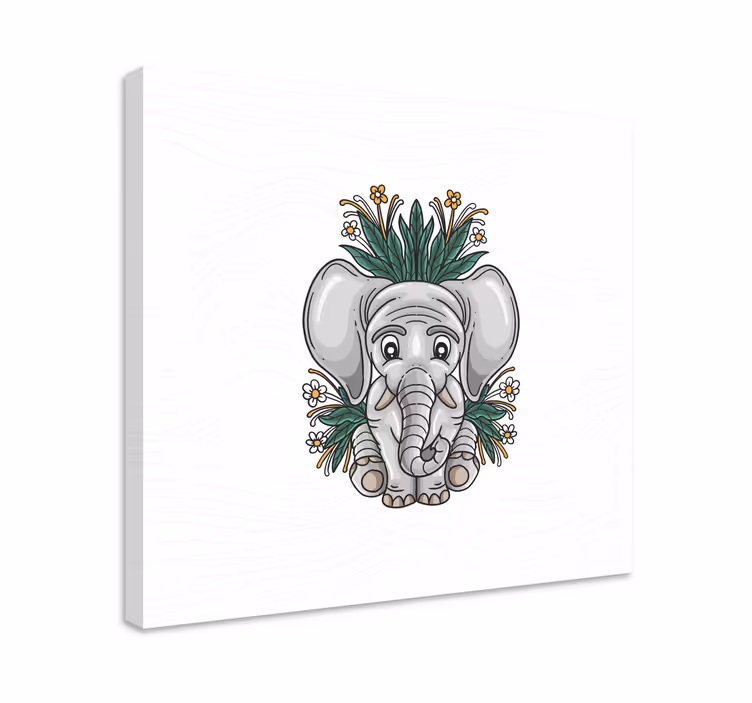Dipinto con elefanti disegno giocoso dell'elefante - TenStickers