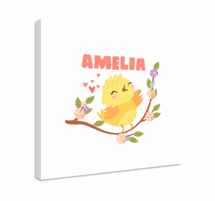 Dipinto 3d uccello giallo allegro - TenStickers