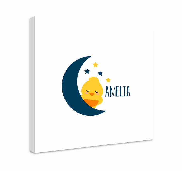 Quadri cameretta neonato pulcino assonnato luna - TenStickers